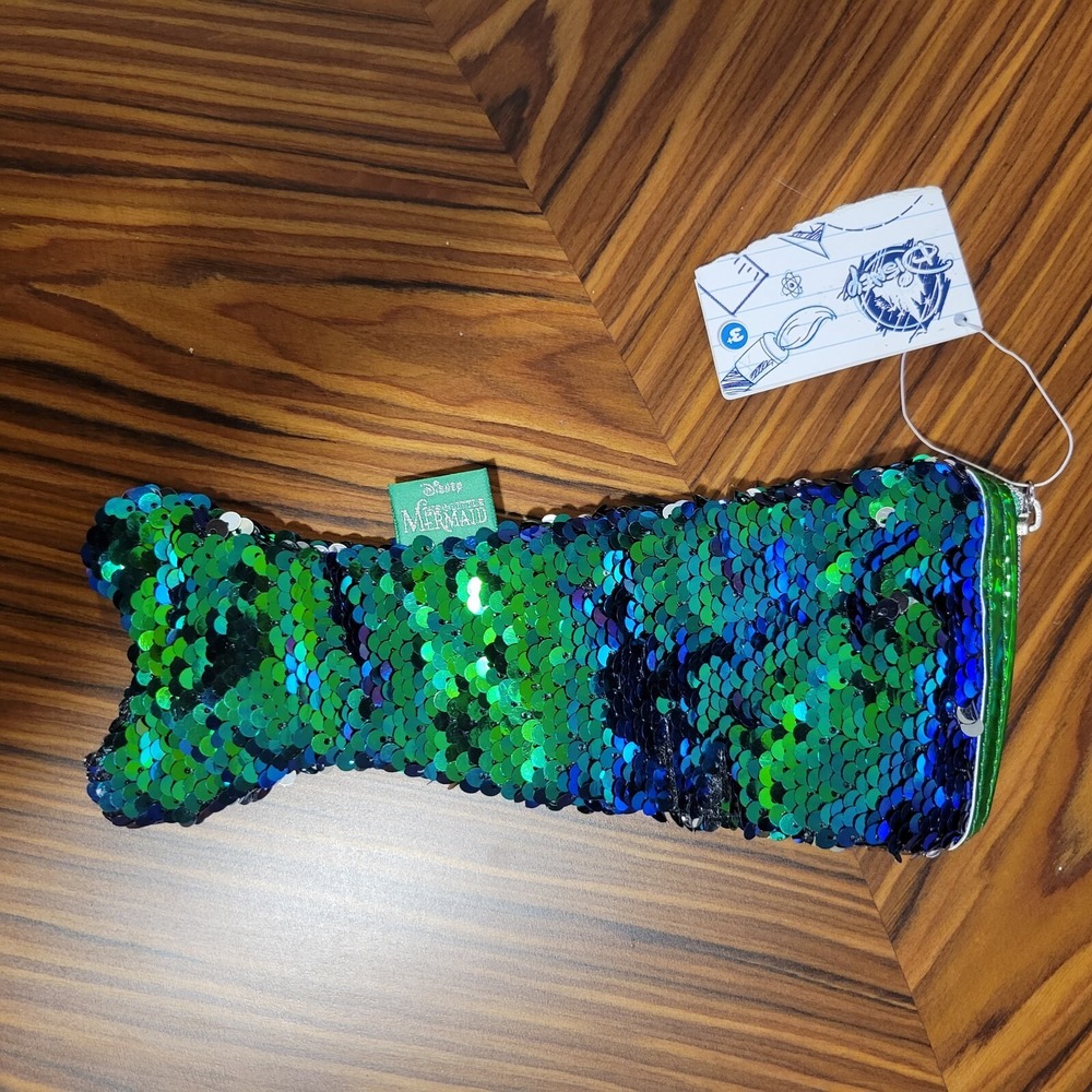 Disney Little Mermaid Ariel Reversible Sequin Pencil Case Pouch Mermaidcore